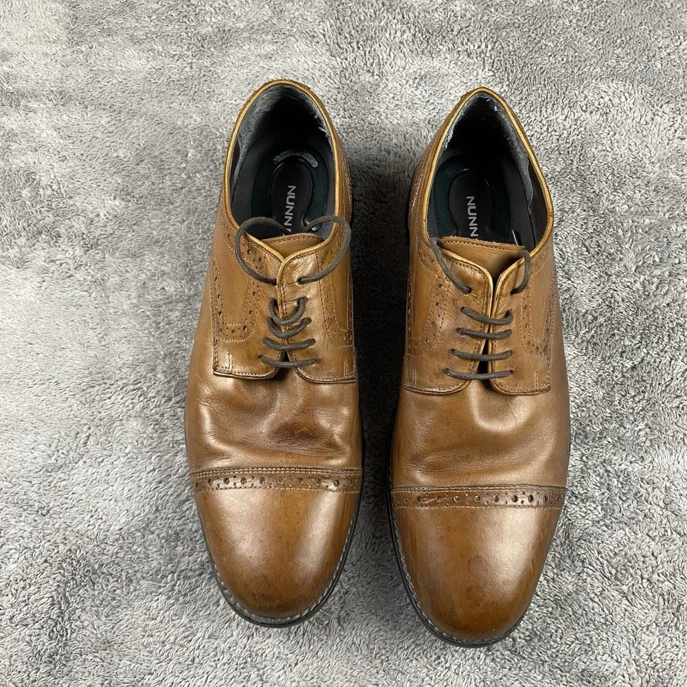 Nunn Bush Brown Leather Oxford Dress Shoes‎ Mens Size 10.5 M Comfort Gel